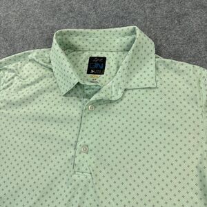 Greg Norman X-Lite Polo Shirt Mens Small Green Geometric Golf PlayDry Tech